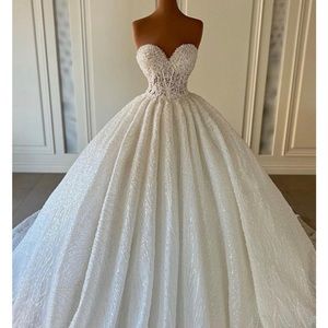 Gorgeous Long Ball Gowns Sweetheart Sleeveless Sequined Wedding Dresses